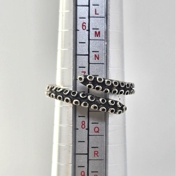 Sterling Silver 925 Octopus Tentacle Adjustable Ring Size 7 Nautical Kraken Used - Picture 3 of 8